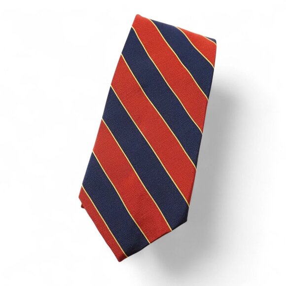 Brooks Brothers VTG Red / Blue (Navy) Striped Necktie Made in the United Kingdom - Picture 1 of 4